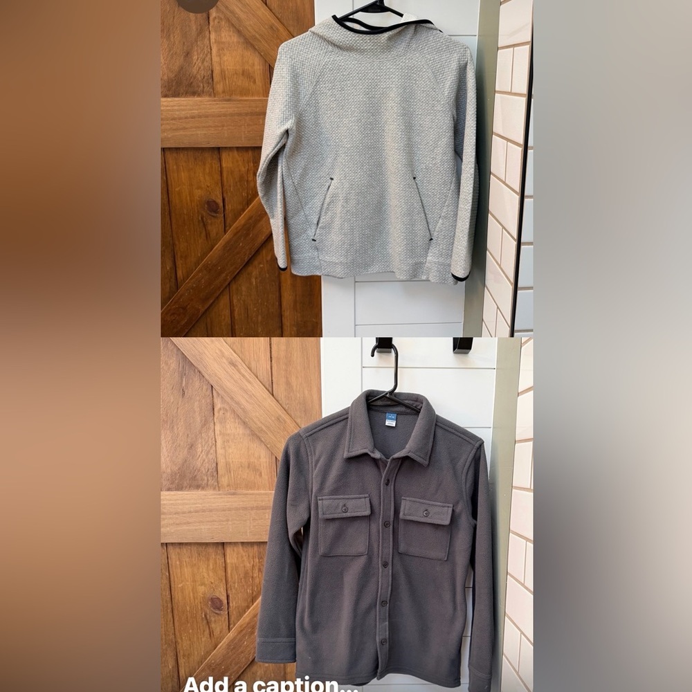 Fleece pullover hoodie and fleece button down